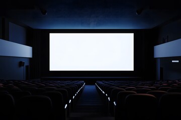 Empty Theater Seats Facing a Blank Movie Screen