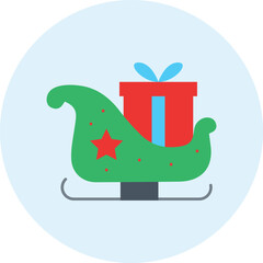 Festive Sleigh Icon Illustration Symbolizing Christmas Traditions, Winter Rides, and Holiday Celebrations