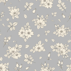 Bicolor rose floral pattern. Modern botanical design