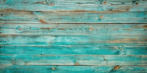 Vintage turquoise wood board painted background with distressed texture and rustic charm