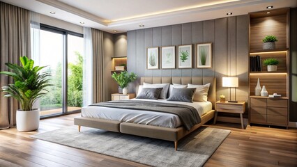 A Modern Bedroom With A Platform Bed and Soft Bedding Creating a Serene Atmosphere