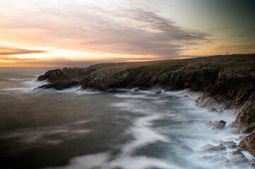 Landzunge der Cote Sauvage auf Quiberon bei Sonnenuntergang