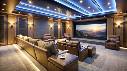 Explore a Contemporary Home Theater Featuring Comfortable Plush Seating for Immersive Movie Experiences