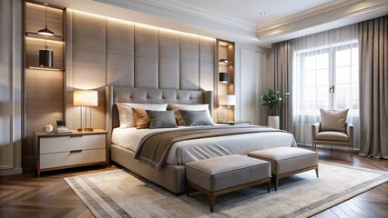 A Chic and Elegant Bedroom Featuring a Stylish Platform Bed Perfect for Modern Living