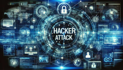 Obraz premium Digital collage of cybersecurity concept with 