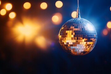 Obraz premium Sparkling Party Lights Reflecting Off Disco Ball
