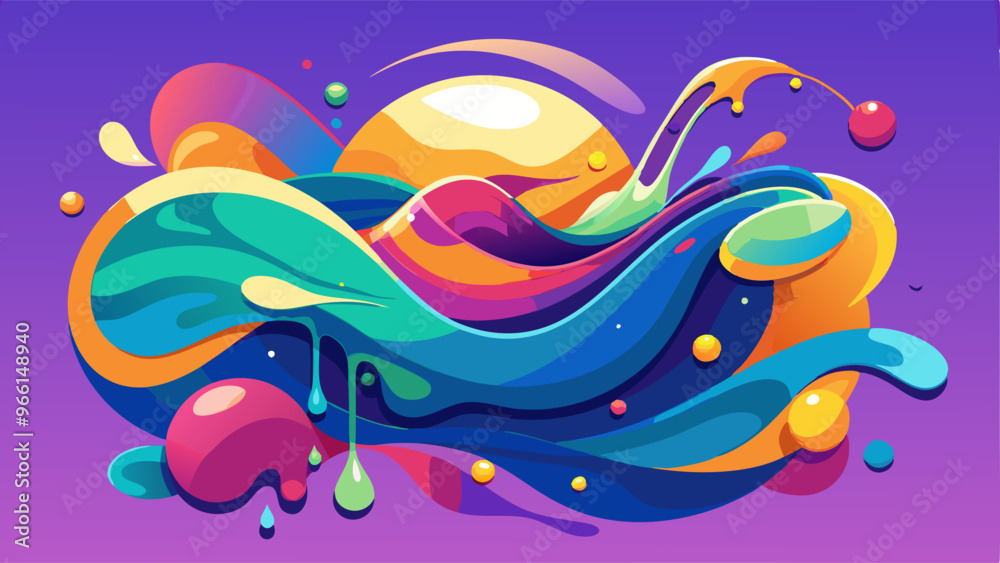 Wall mural Abstract colorful fluid composition and minimal geometric background. Vector illustration