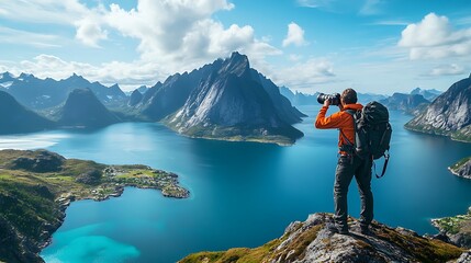 Capturing the Perfect Moment: Photographer Setting Up Camera for Stunning Landscape Shot