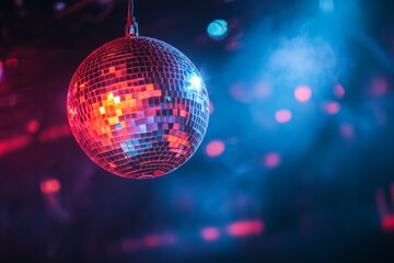 Obraz premium Sparkling Party Lights Reflecting Off Disco Ball