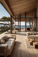 Fototapeta premium Modern beach house with ocean view