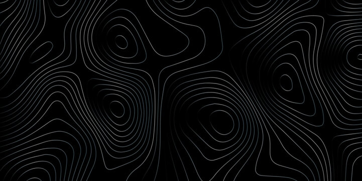 Abstract light pattern Vector illustration. Topographic map background concept. Vibrant neon lights pulsating patterns. Colorful topography contour lines isolated on black background.	