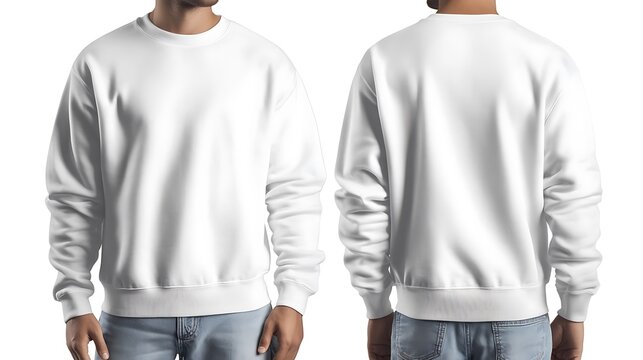 White Crew Neck Sweatshirt Mockup   Front and Back View
