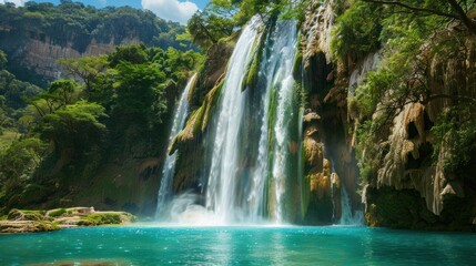 Naklejka premium Waterfall in Lush Jungle