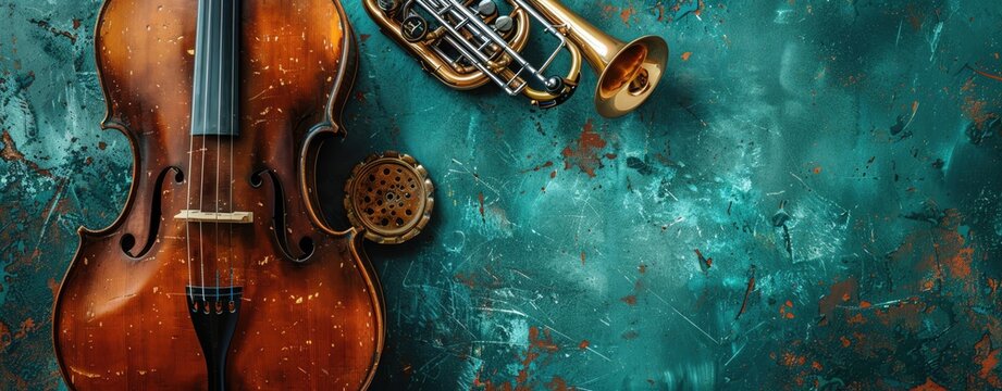 International Jazz Day, jazz instruments and musicians, ample copy space