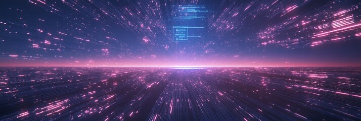sky with data hologram