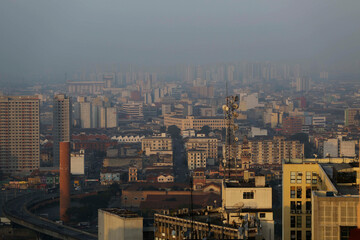 Air pollution is seen covering the city of Sao Paulo, Brazil.