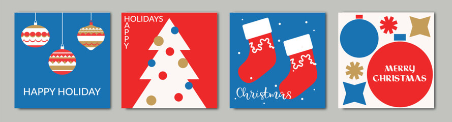 Set of Christmas and New Year greeting card Xmas Design