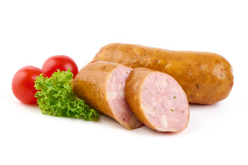 Traditional bavarian sausages, isolated on white background