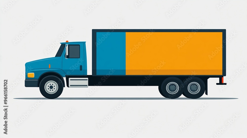 Aufkleber 3d render cartoon style of a vibrant delivery truck with oversized wheels transporting packages isol
