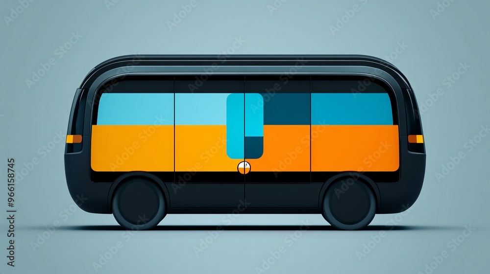 Aufkleber Colorful cartoon style on-demand passenger car with rounded shapes and smooth textures isolated on a bright background Large space for text in center Stock Photo with copy space