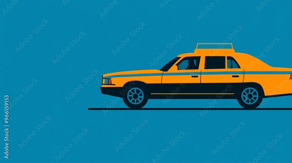 Aufkleber 3D render of a cheerful on-demand taxi in cartoon style with smooth exaggerated features isolated on a clean backdrop Large space for text in center Stock Photo with copy space