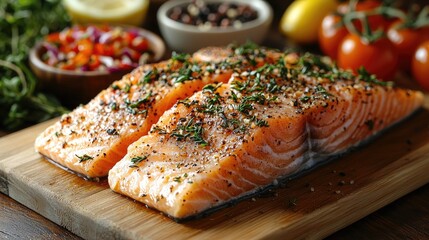 Grilled salmon steak, Cooking a Healthy and Delicious Low-Carb Meal at Home