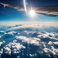 Stunning Aerial View of Clouds from Airplane Window with Serene Sky