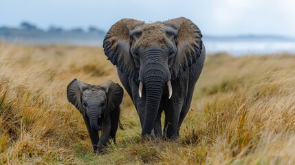 Elephant mother and baby