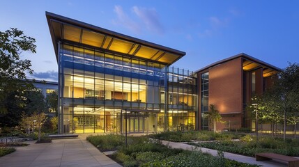 Fototapeta premium Modern LEED-Certified Buildings Embracing Sustainable Design and Energy Efficiency