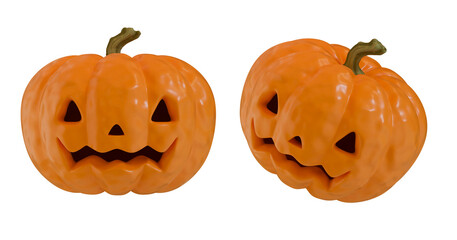 Png set pumpkin. 3D illustration autumn, Halloween, holidays.