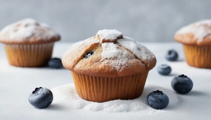 Blueberry Muffins with Powdered Sugar