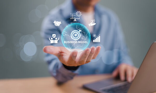 Business model canvas subscription concept. Strategy marketing technology. Innovative tool, entrepreneurs and business owners to map business model in structured. Overview of key icon business growth