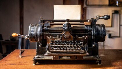 Vintage letterpress printing machine that printed letters