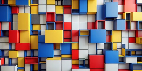Abstract Geometric Cube Wall, 3D Render, Composition, Color, Geometric , Abstract , Wall Art