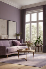 Fototapeta premium modern living room in purple color scheme