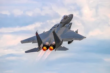 American air force  fighter jet afterburner take-off © VanderWolf Images