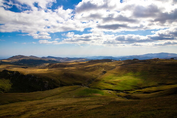 Landscape with alpine pasture on the plateau of the Bucegi mountains - Romania