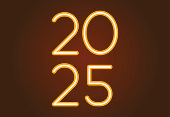 2025 Happy New Year Neon Orange Design Abstract Logo Symbol Vector Illustration