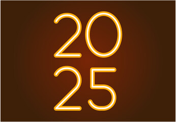 2025 Happy New Year Neon Orange Design Abstract Logo Symbol Vector Illustration