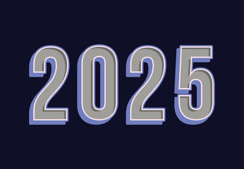 2025 Happy New Year Blue Realistic Decoration Design Abstract Logo Symbol Vector Illustration