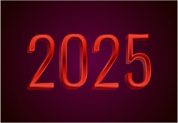 2025 Happy New Year Red Realistic Decoration Design Abstract Logo Symbol Vector Illustration