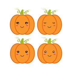 ensemble de citrouilles kawaii halloween et thanksgiving