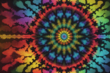 colorful background with circles and star-like center with red, orange, and yellow background