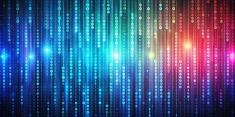 Binary Code Stream, Digital Data, Abstract Art, Neon Lights, Technology , binary, code