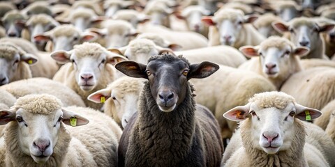 Black Sheep Among White Flock, sheep, flock, wool