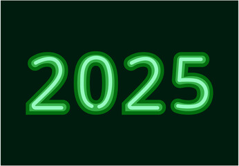 2025 Happy New Year 3D Realistic Green Design Abstract Logo Symbol Vector Illustration