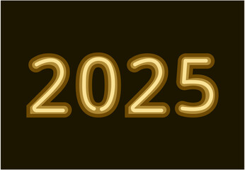 2025 Happy New Year 3D Realistic Brown Design Abstract Logo Symbol Vector Illustration