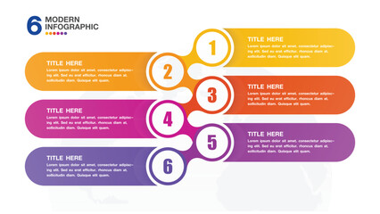 Infographic suqare process design with icons and 6 options or steps.