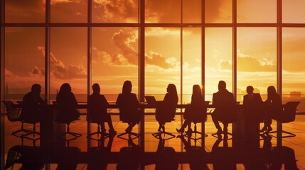 A group of people are sitting around a table in a conference room