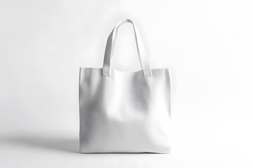 White Tote Bag with Fabric Texture on a White Background
